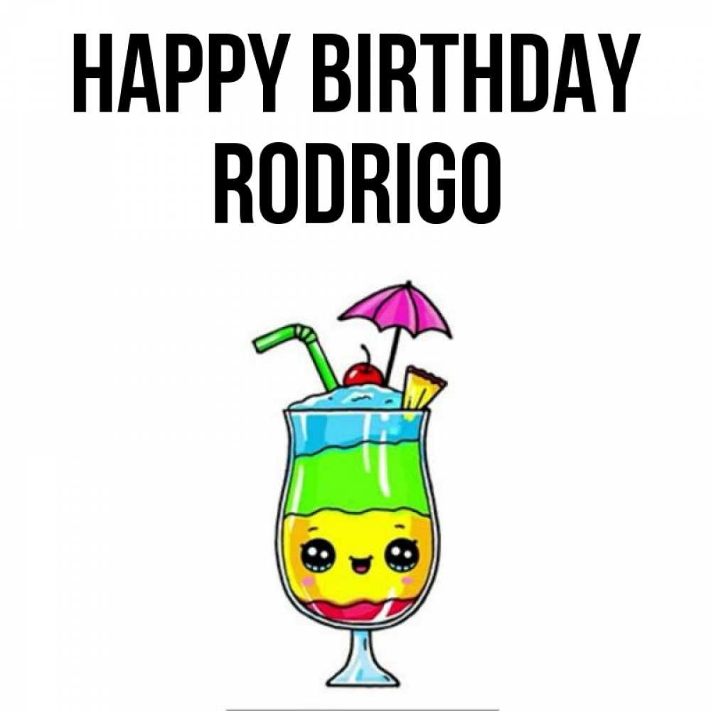 Greetings card с именем, Rodrigo Happy Birthday с зонтиком Greetings with text for free download 