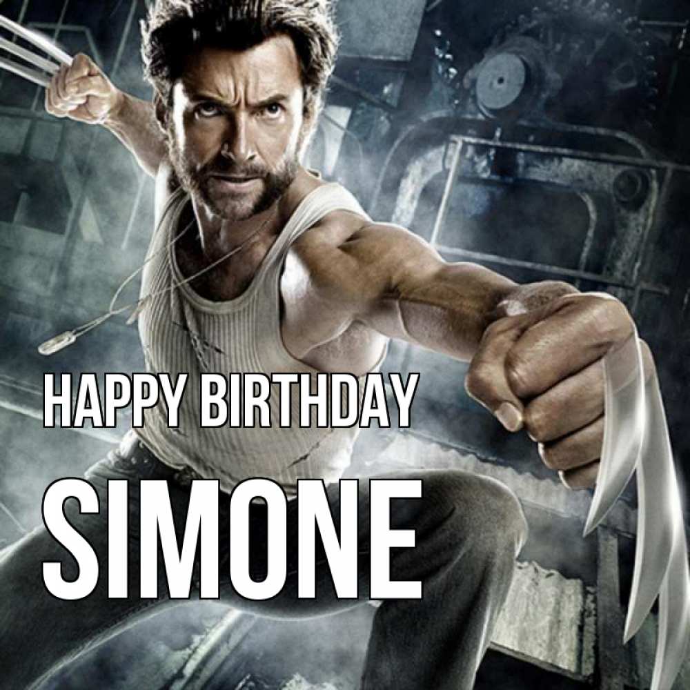 Greetings card с именем, Simone Happy Birthday супергерой в ярости Greetings with text for free download 