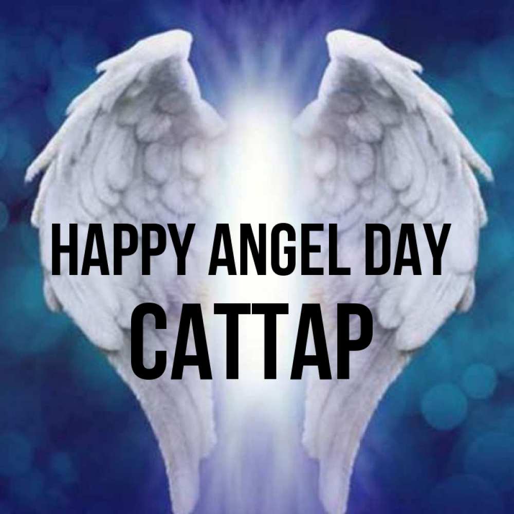 Greetings card с именем, САТТАР happy angel day синий фон и крылышки Greetings with text for free download 