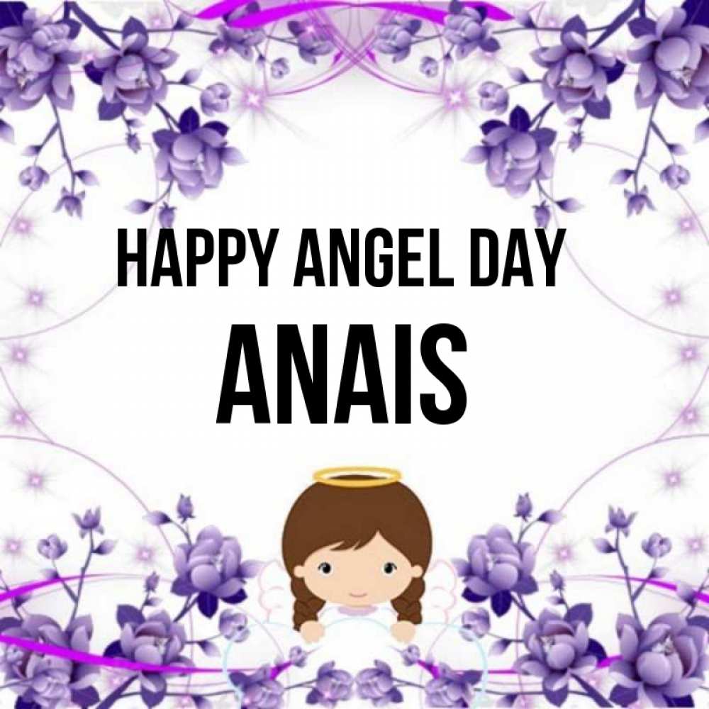 Greetings card с именем, Anais happy angel day с именинами в рамочке Greetings with text for free download 
