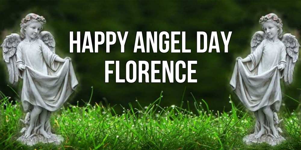 Greetings card с именем, Florence happy angel day небо, ангел, девушка Greetings with text for free download 