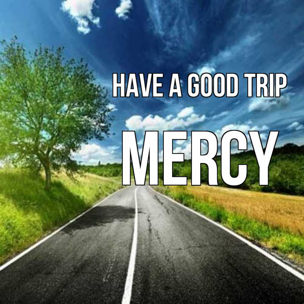 Greetings card с именем, Mercy Have a good trip яркие деревья и небо Greetings with text for free download 