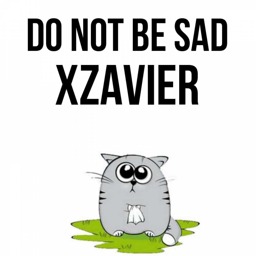 Greetings card с именем, Xzavier Do not be sad грустный котяра Greetings with text for free download 