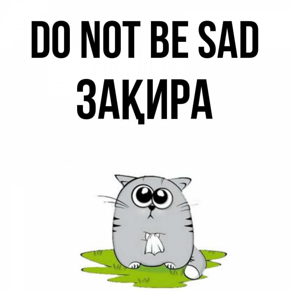 Greetings card с именем, ЗАҚИРА Do not be sad грустный котяра Greetings with text for free download 