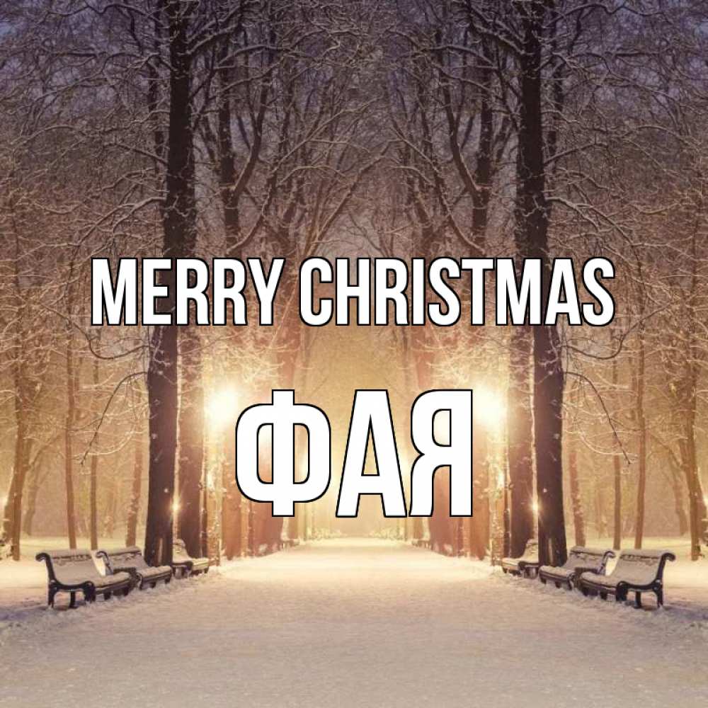 Greetings card с именем, Фая Merry Christmas зима, парк, фонарь, лес Greetings with text for free download 
