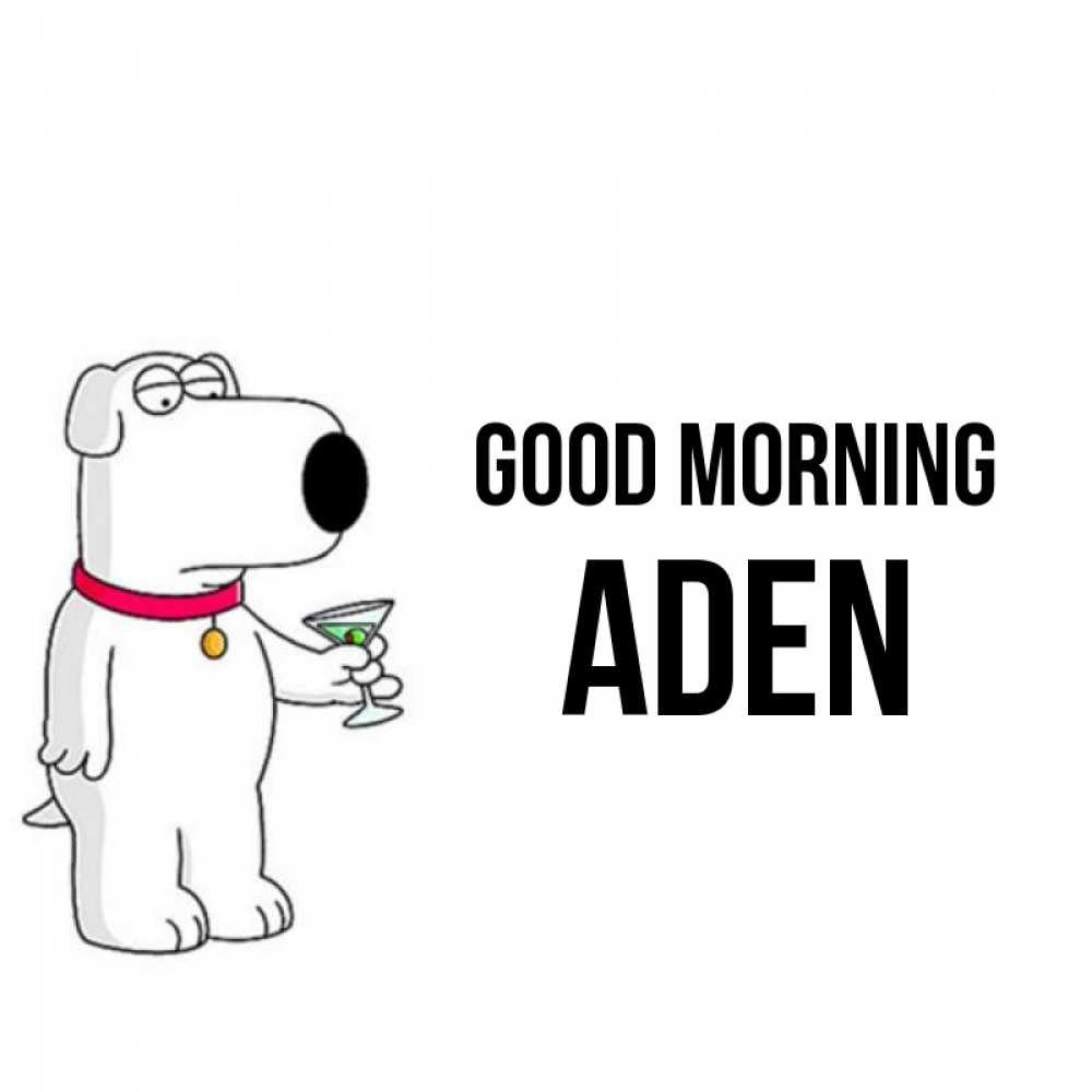 Greetings card с именем, Aden Good morning герои мультфильмов белый пес Greetings with text for free download 