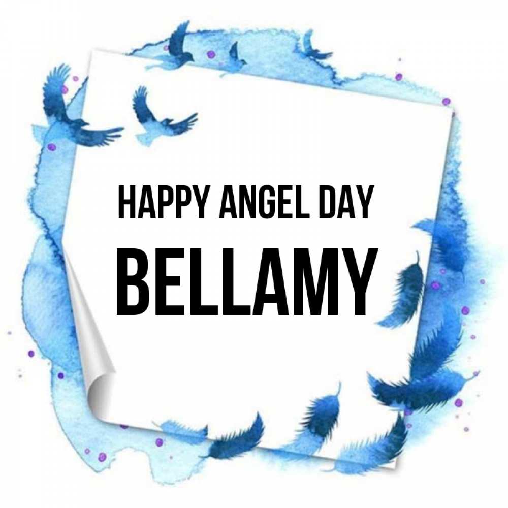 Greetings card с именем, Bellamy happy angel day красивые птицы летят Greetings with text for free download 