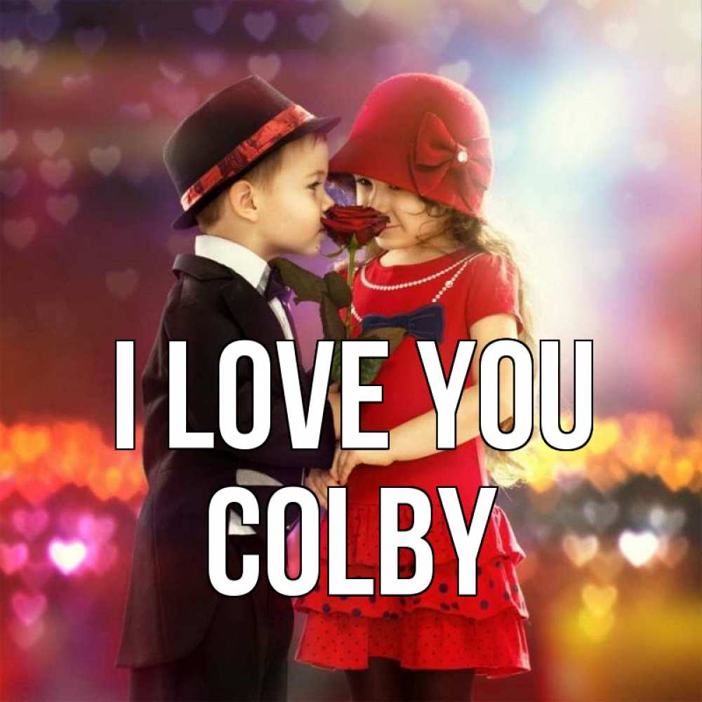 Greetings card с именем, Colby I love you черное и красное и роза Greetings with text for free download 