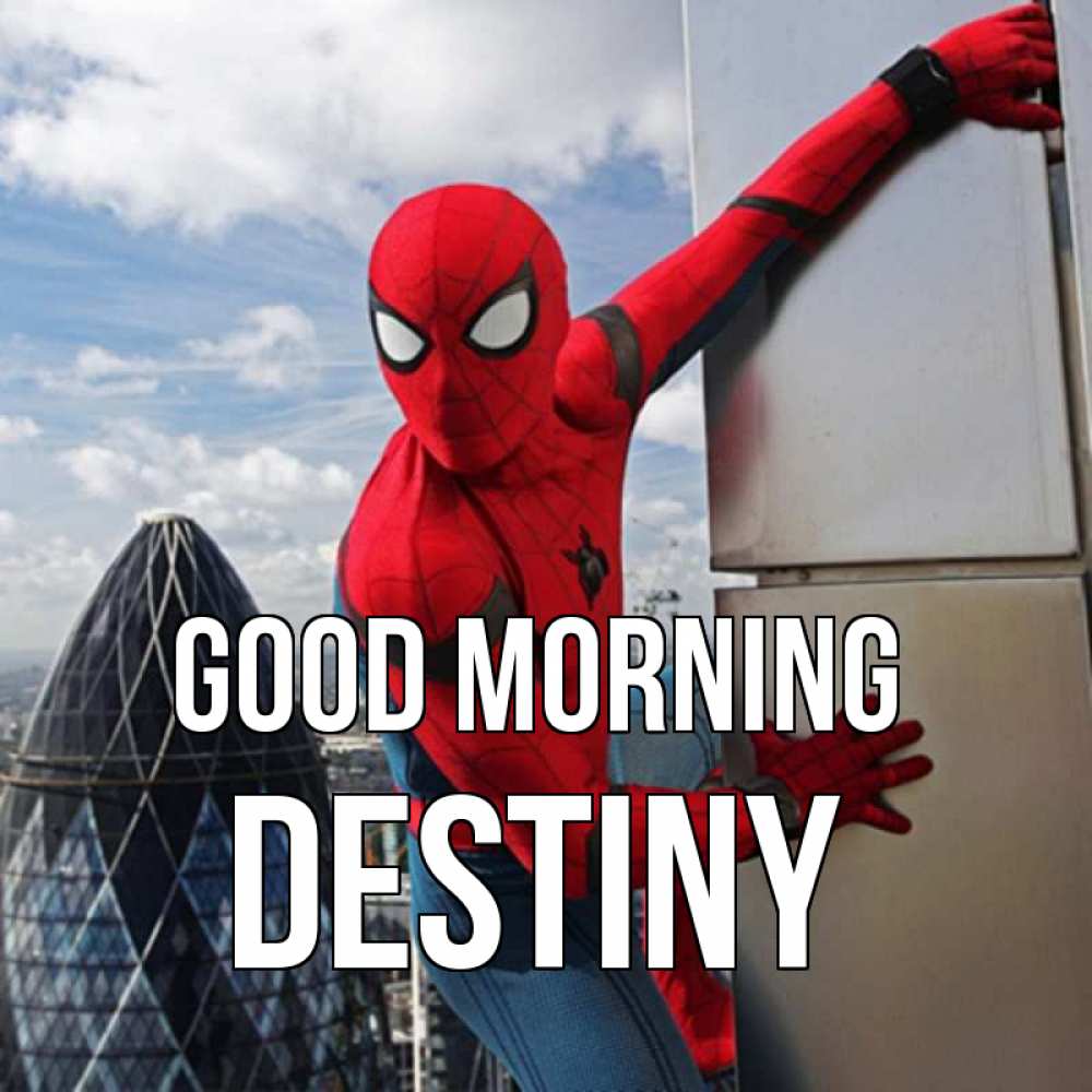 Greetings card с именем, Destiny Good morning марвел герои Greetings with text for free download 
