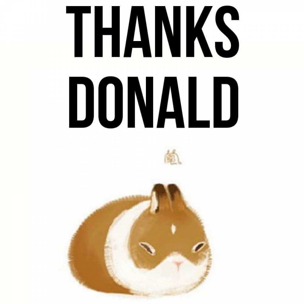 Greetings card с именем, Donald Thanks коричнево белый домашний питомец Greetings with text for free download 