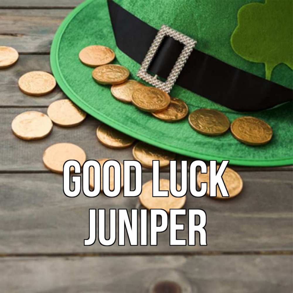 Greetings card с именем, Juniper Good luck монеты Greetings with text for free download 