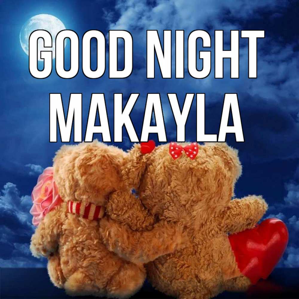 Greetings card с именем, Makayla Good night плюшевые Greetings with text for free download 