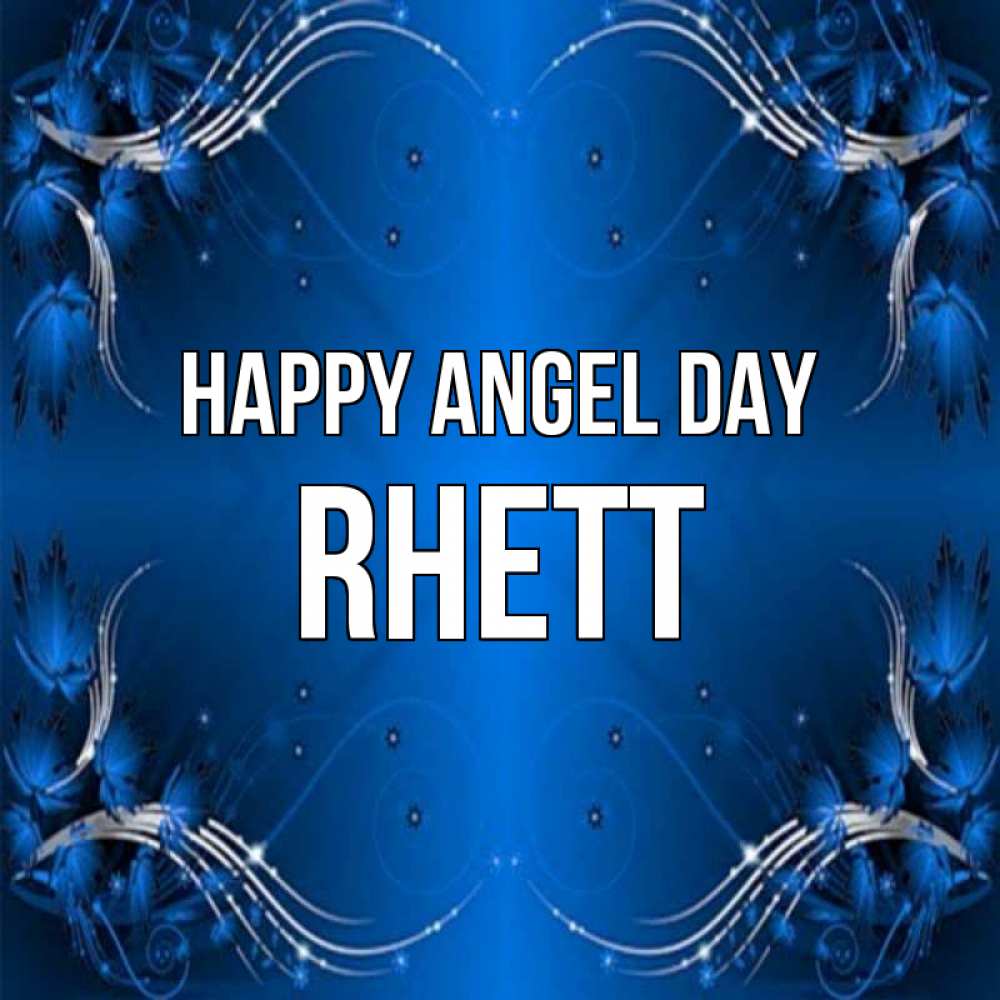 Greetings card с именем, Rhett happy angel day красивая рамочка с узорами Greetings with text for free download 