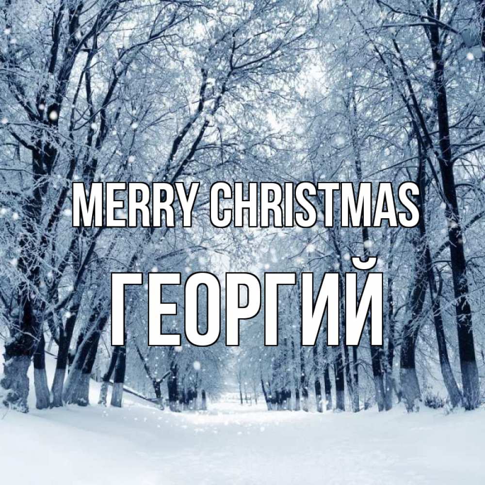 Greetings card с именем, Георгий Merry Christmas снег, лес, парк Greetings with text for free download 