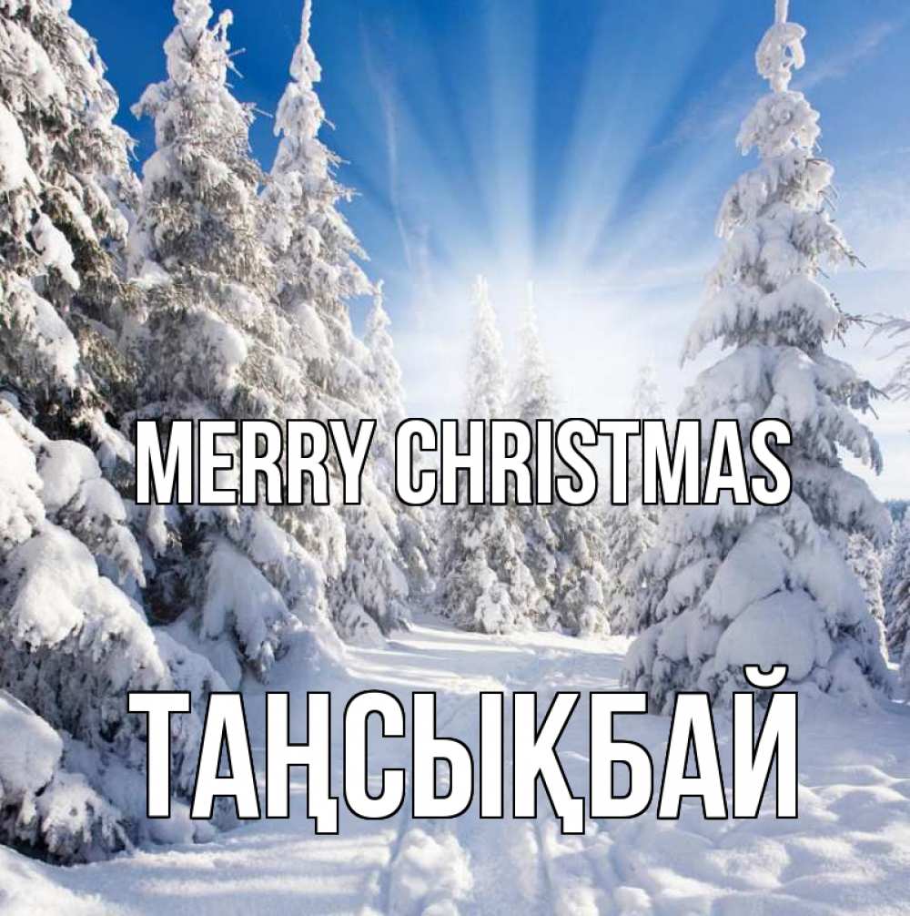 Greetings card с именем, ТАҢСЫҚБАЙ Merry Christmas зима, лес Greetings with text for free download 