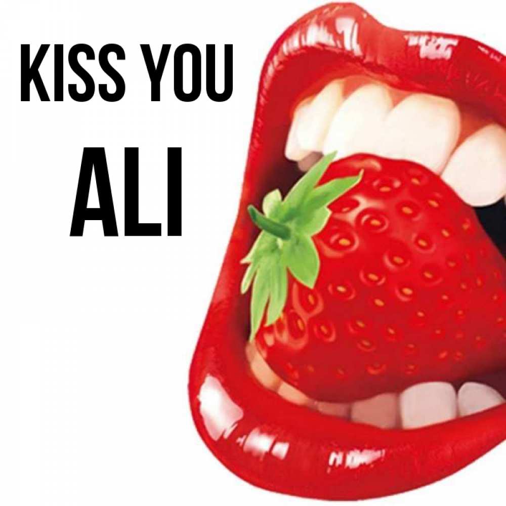 Greetings card с именем, Ali Kiss you открытка с яркими губами Greetings with text for free download 