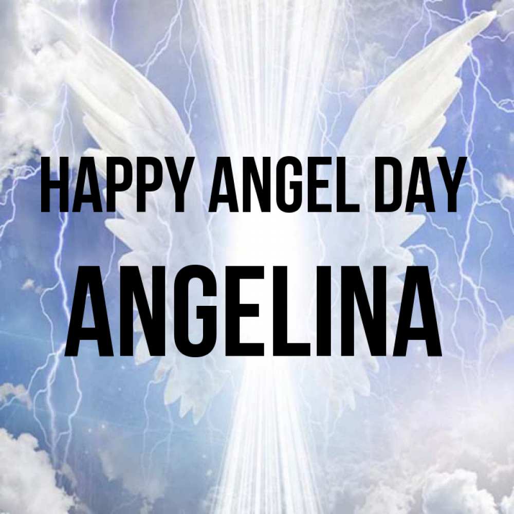 Greetings card с именем, Angelina happy angel day молнии на небе и свет Greetings with text for free download 