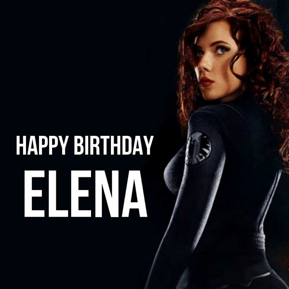 Greetings card с именем, Elena Happy Birthday Марвел черная вдова Greetings with text for free download 