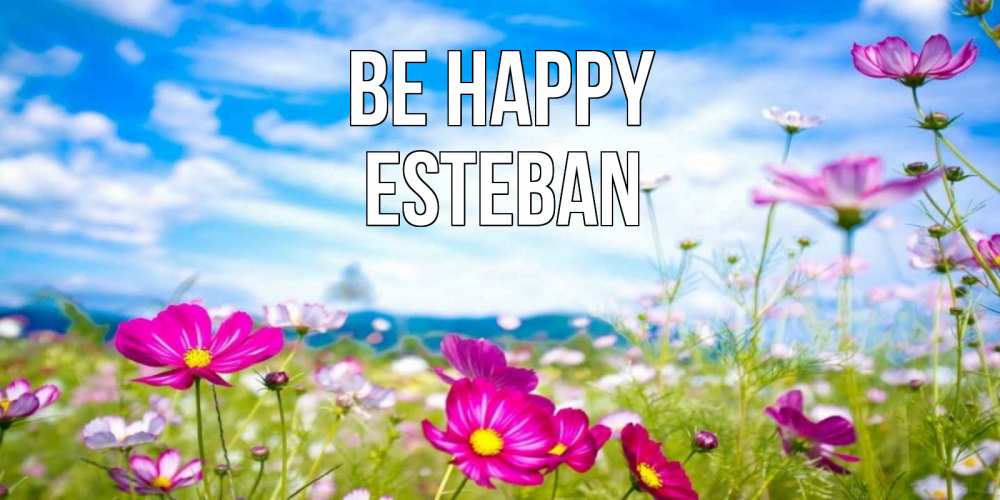 Greetings card с именем, Esteban Be happy поле цветов Greetings with text for free download 
