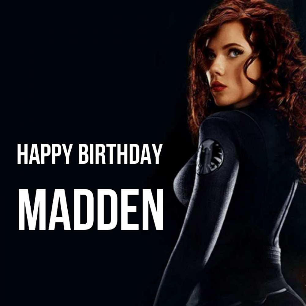 Greetings card с именем, Madden Happy Birthday Марвел черная вдова Greetings with text for free download 
