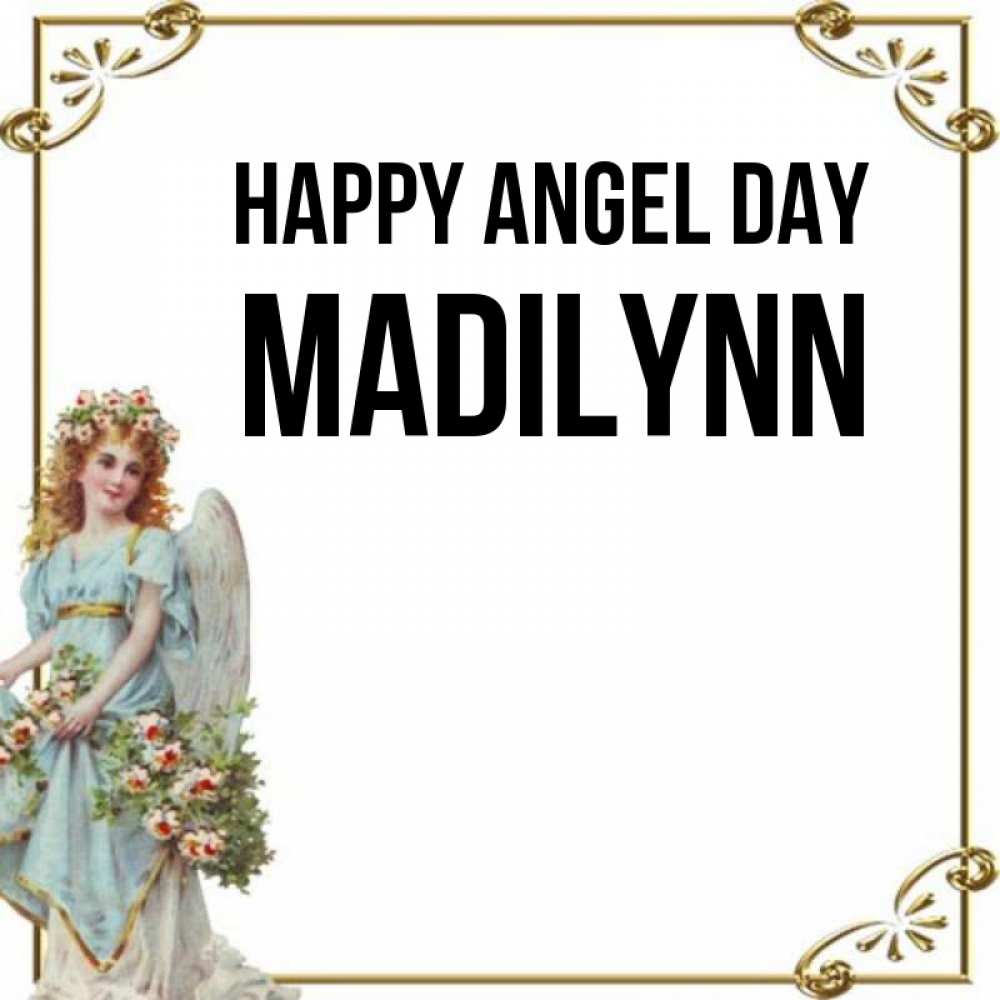 Greetings card с именем, Madilynn happy angel day с именинами от девушки ангела Greetings with text for free download 