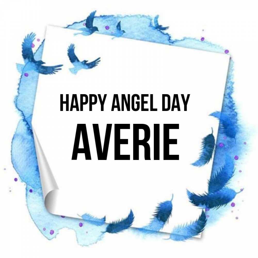 Greetings card с именем, Averie happy angel day красивые птицы летят Greetings with text for free download 