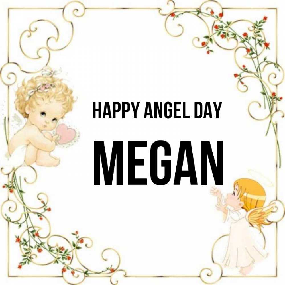 Greetings card с именем, Megan happy angel day ангелы желают прекрасных именин Greetings with text for free download 