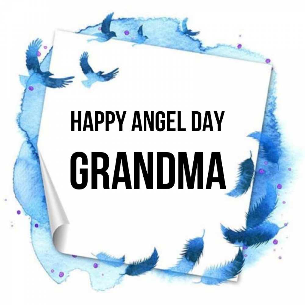 Greetings card с именем, grandma happy angel day красивые птицы летят Greetings with text for free download 