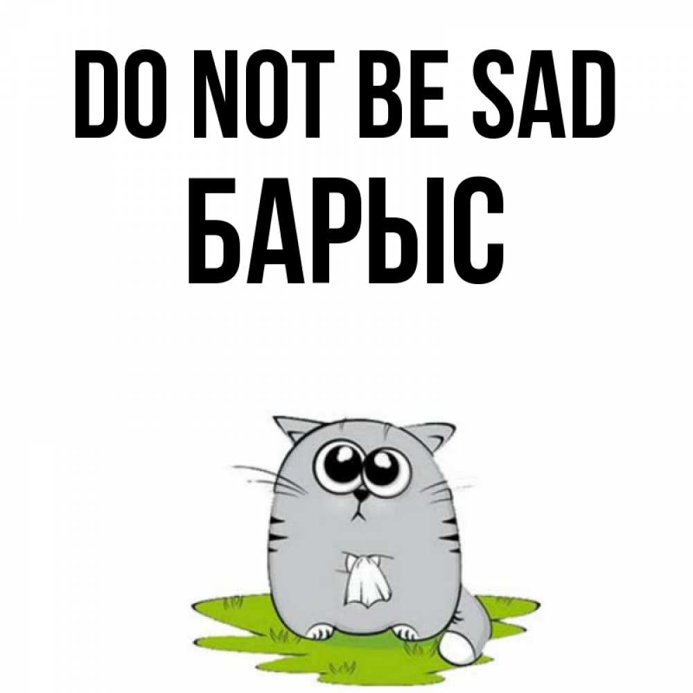 Greetings card с именем, Барыс Do not be sad грустный котяра Greetings with text for free download 