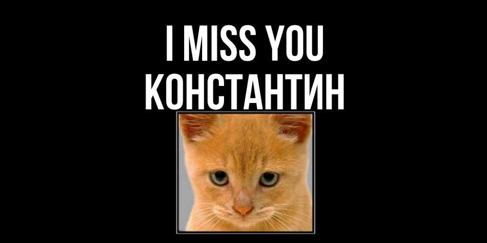 Greetings card с именем, Константин I miss you открытки рыжий котенок скучает по тебе Greetings with text for free download 