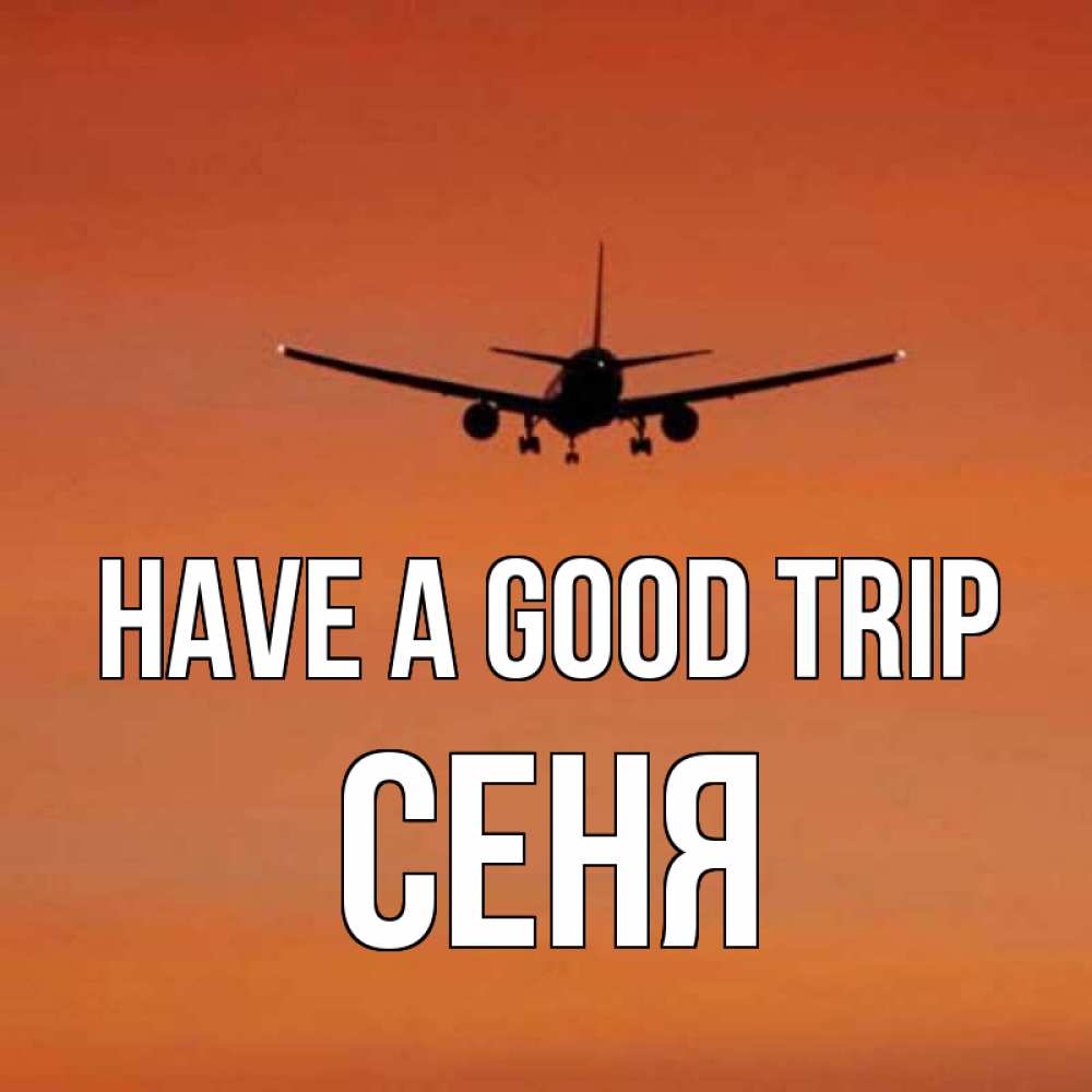 Greetings card с именем, Сеня Have a good trip силуэт самолета Greetings with text for free download 