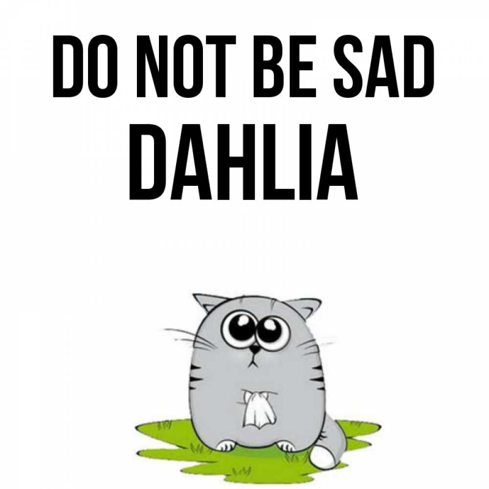 Greetings card с именем, Dahlia Do not be sad грустный котяра Greetings with text for free download 