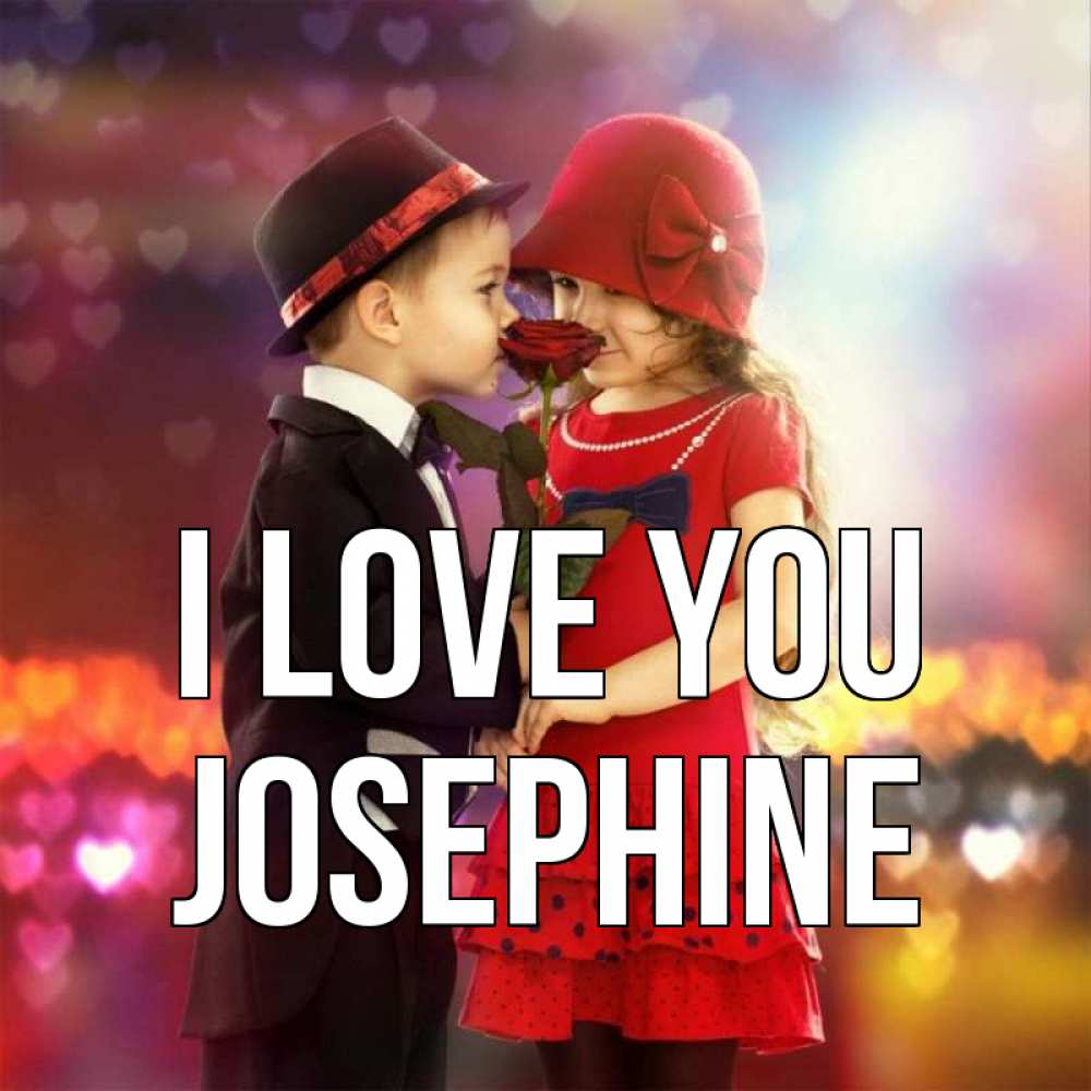Greetings card с именем, Josephine I love you черное и красное и роза Greetings with text for free download 
