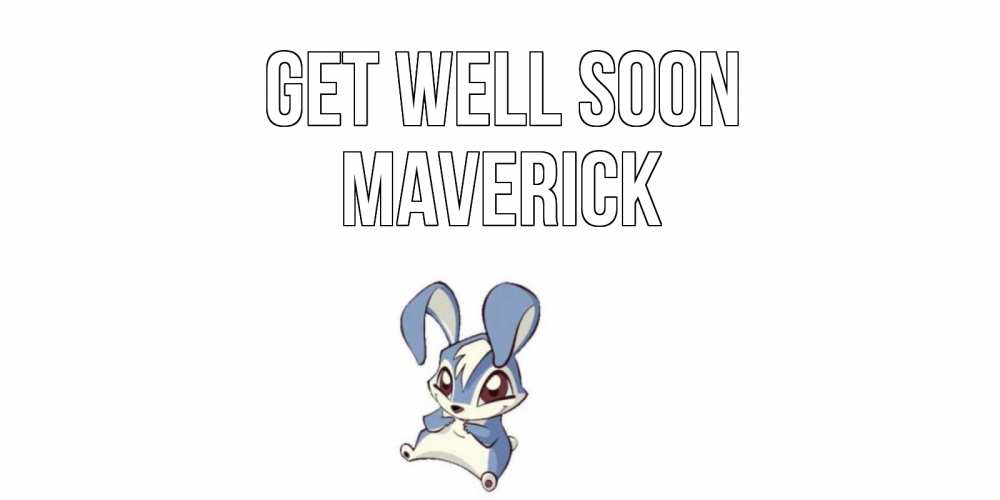 Greetings card с именем, Maverick Get well soon серый заяц на открытке про выздоравление Greetings with text for free download 