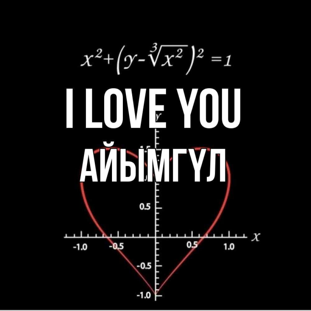 Greetings card с именем, АЙЫМГҮЛ I love you сердечная формула Greetings with text for free download 