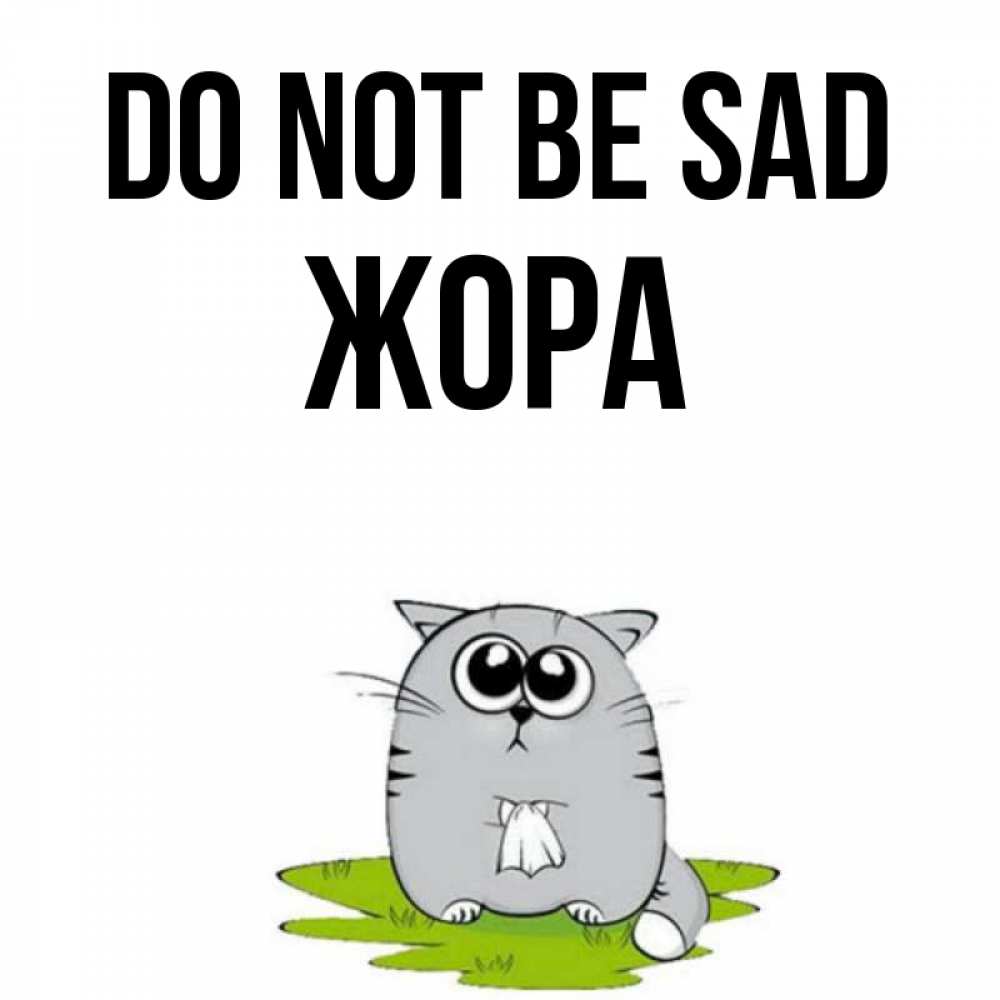 Greetings card с именем, Жора Do not be sad грустный котяра Greetings with text for free download 