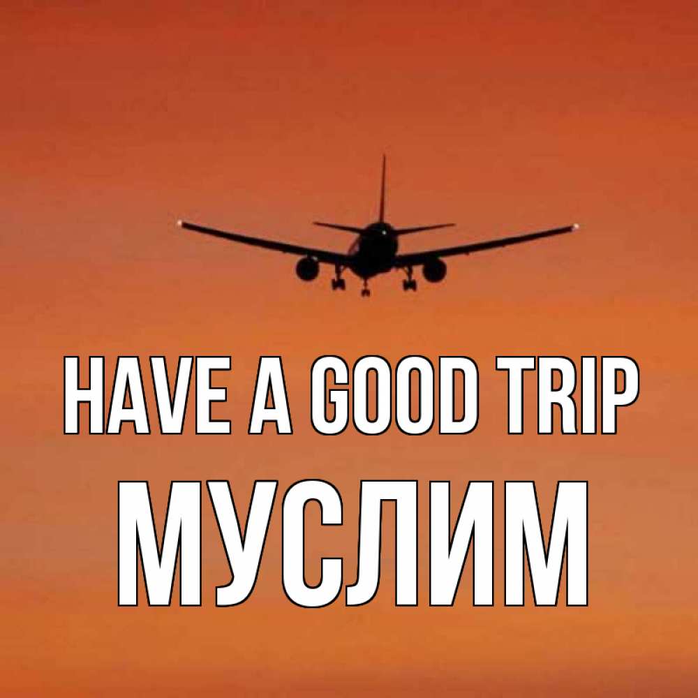 Greetings card с именем, Муслим Have a good trip силуэт самолета Greetings with text for free download 