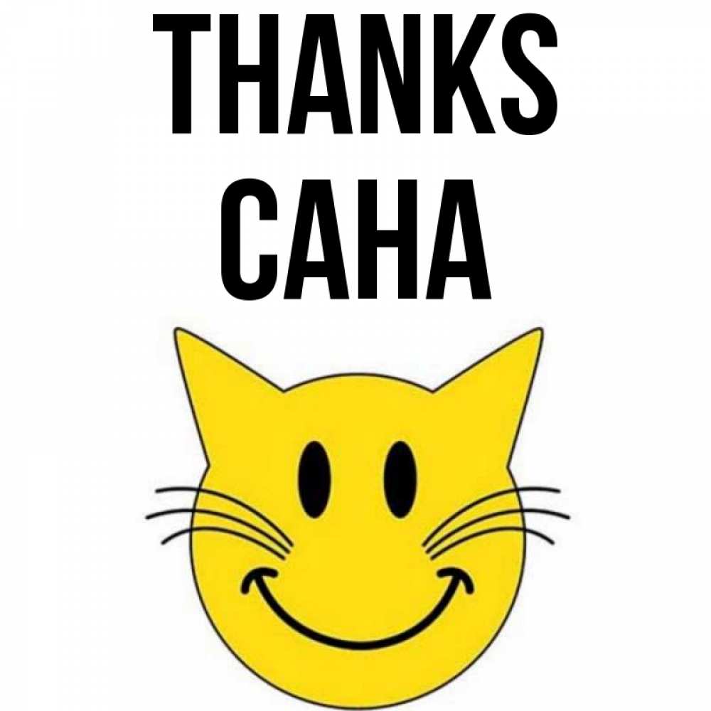 Greetings card с именем, САНА Thanks улыбающийся смайл кот Greetings with text for free download 