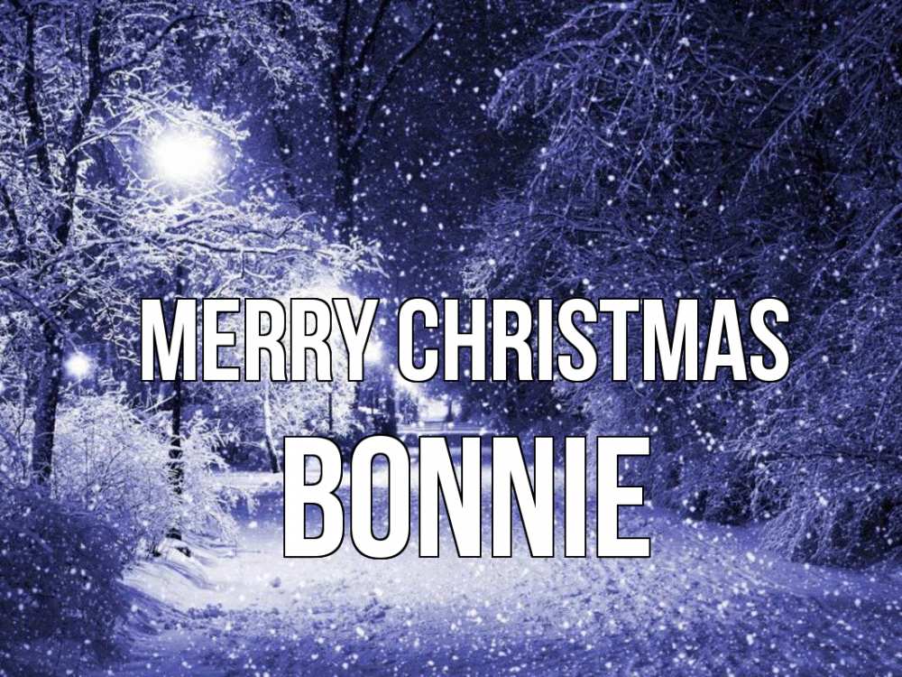 Greetings card с именем, Bonnie Merry Christmas зима, снег, фонарь Greetings with text for free download 