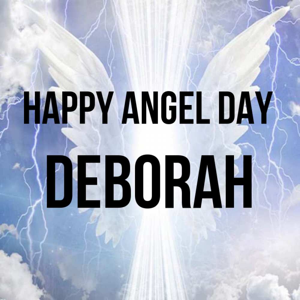 Greetings card с именем, Deborah happy angel day молнии на небе и свет Greetings with text for free download 