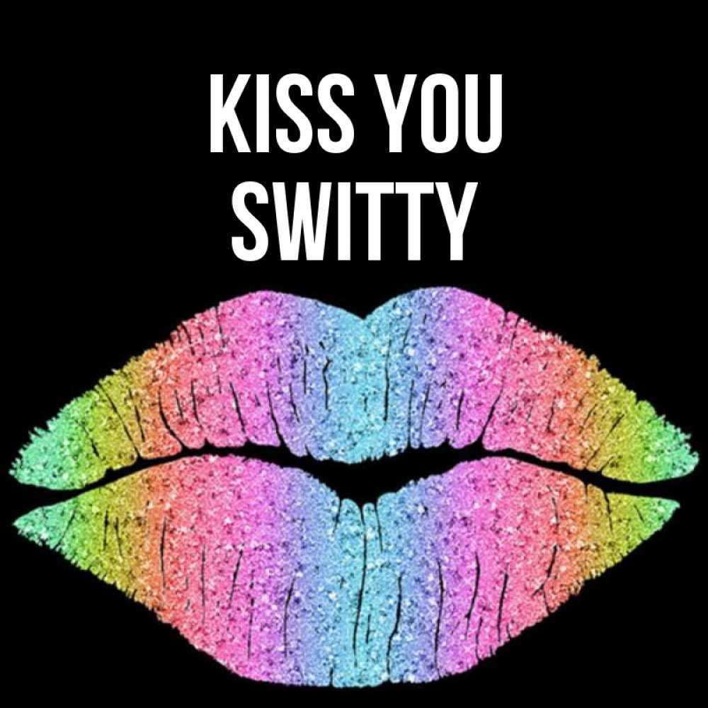 Greetings card с именем, switty Kiss you след от губ на черном фоне Greetings with text for free download 