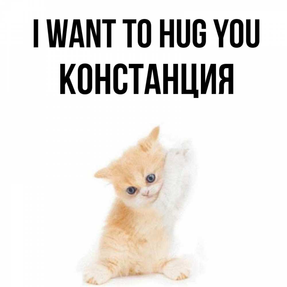 Greetings card с именем, Констанция I want to hug you я хочу очень скорее обнимаешек Greetings with text for free download 