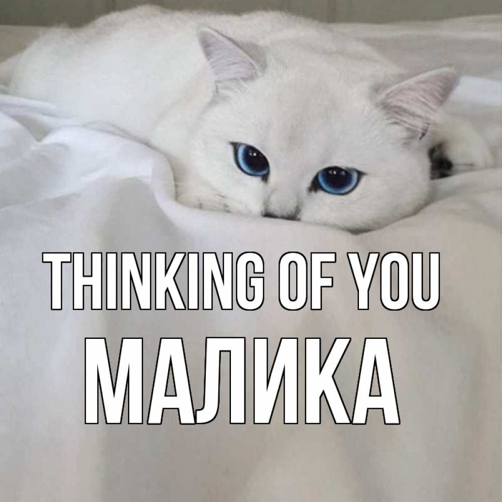 Greetings card с именем, Малика Thinking of you я очень по тебе скучаю и тоскую Greetings with text for free download 