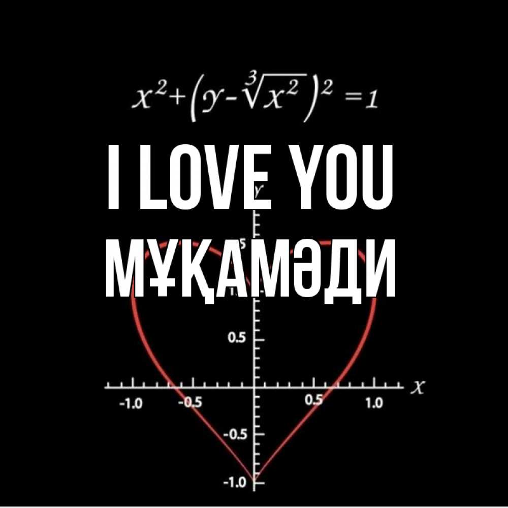 Greetings card с именем, МҰҚАМӘДИ I love you сердечная формула Greetings with text for free download 