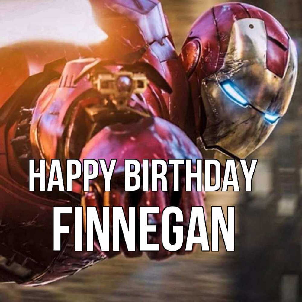 Greetings card с именем, Finnegan Happy Birthday марвел супергерои в костюме Greetings with text for free download 