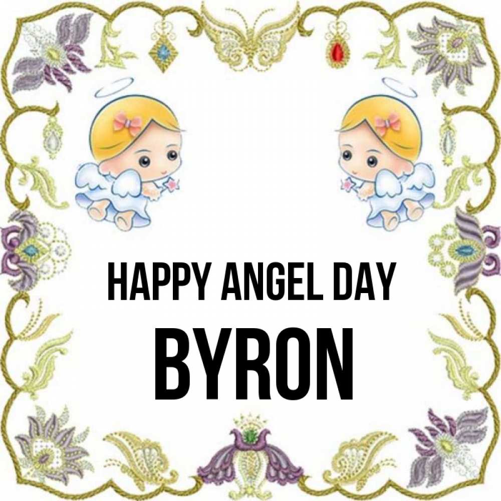 Greetings card с именем, Byron happy angel day маленькие ангелы с крылышками Greetings with text for free download 