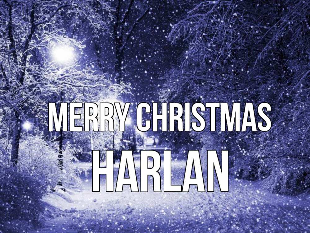 Greetings card с именем, Harlan Merry Christmas зима, снег, фонарь Greetings with text for free download 