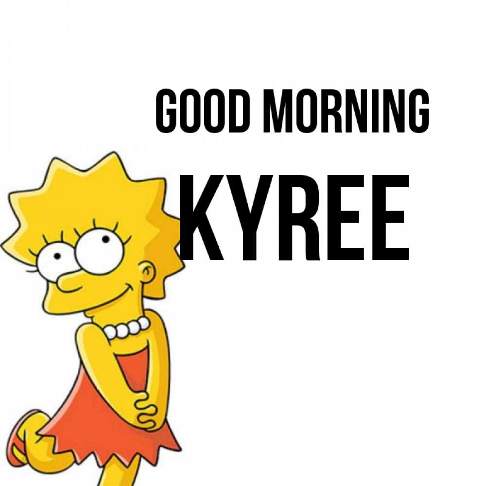 Greetings card с именем, Kyree Good morning в платье и ожерелье Greetings with text for free download 
