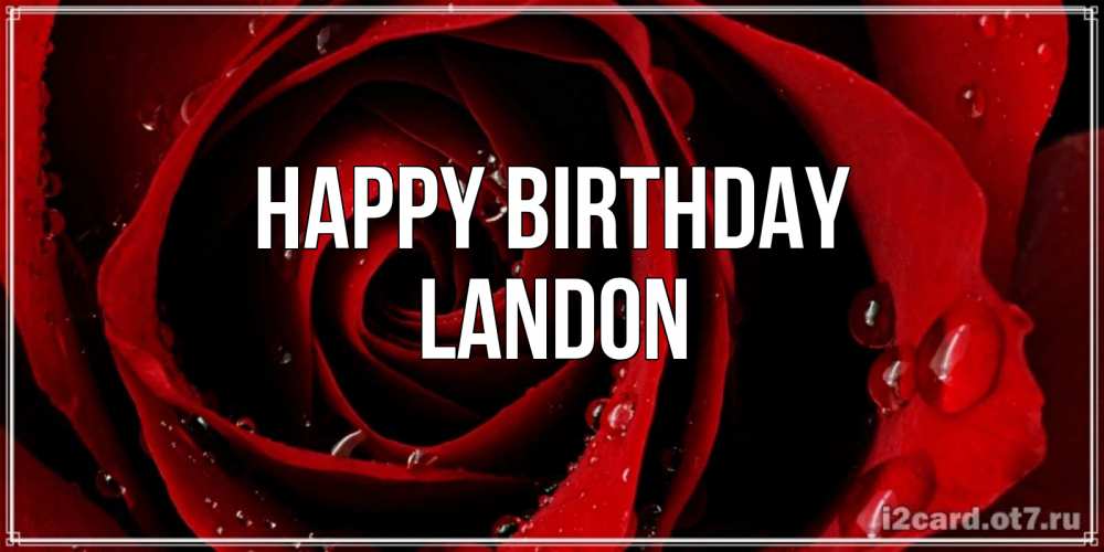 Greetings card с именем, Landon Happy Birthday крупная бордовая роза Greetings with text for free download 