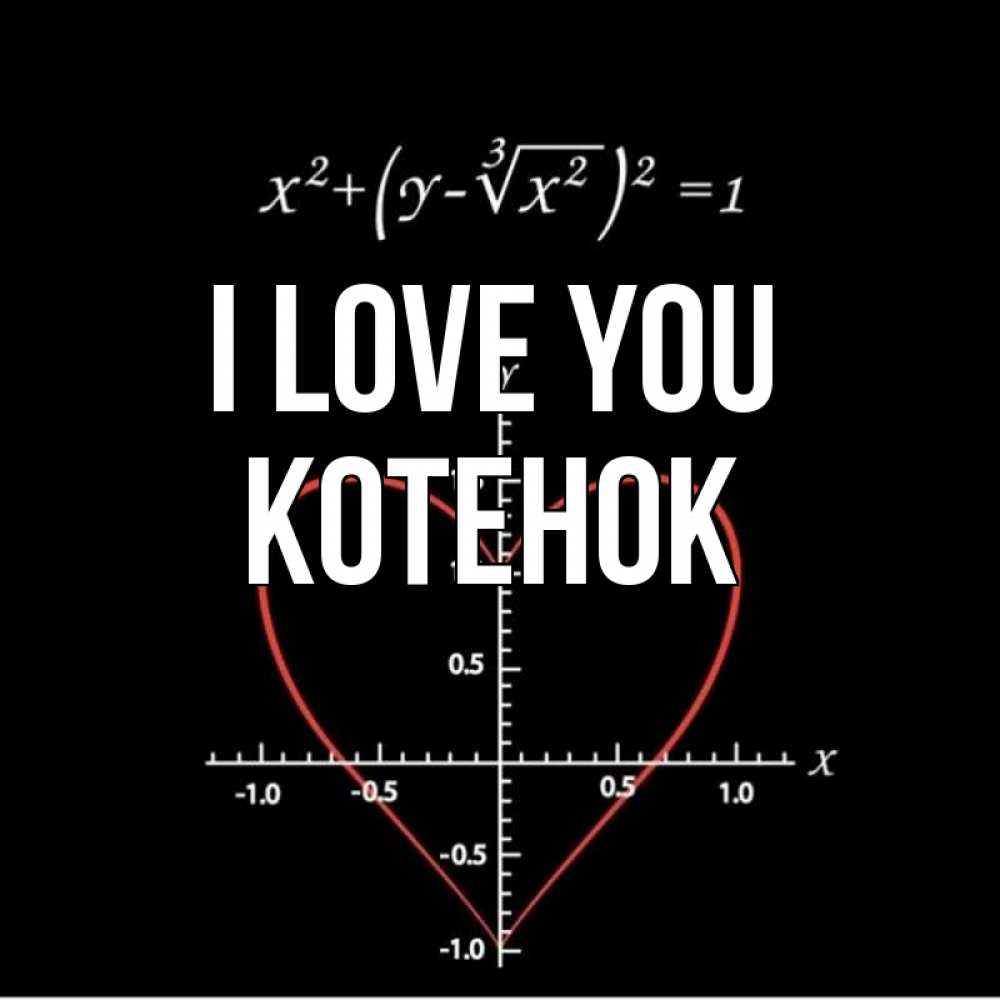 Greetings card с именем, Котенок I love you сердечная формула Greetings with text for free download 
